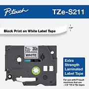 Brother TZES211 Banda laminata puternic adeziva 6 mm BLACK ON WHITE