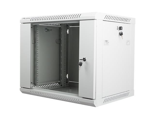 Lanberg wall-mounted installation rack cabinet 19'' 9U 600x450mm gray (glass door)