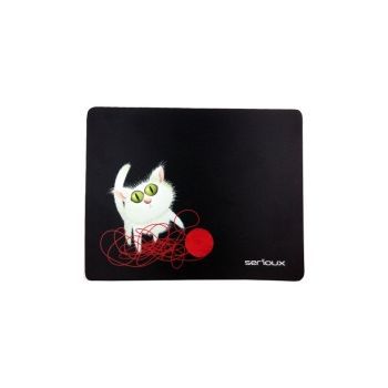 Mouse pad Serioux, model Cat and ball of yarn, MSP01, suprafata textila, baza cauciucata, 250*200*3mm