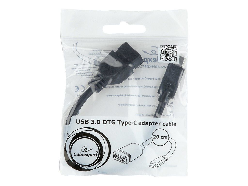 Adaptor Gembird  USB 3.2 gen 1 (Mama) - USB Type-C, 20 cm, negru, plastic