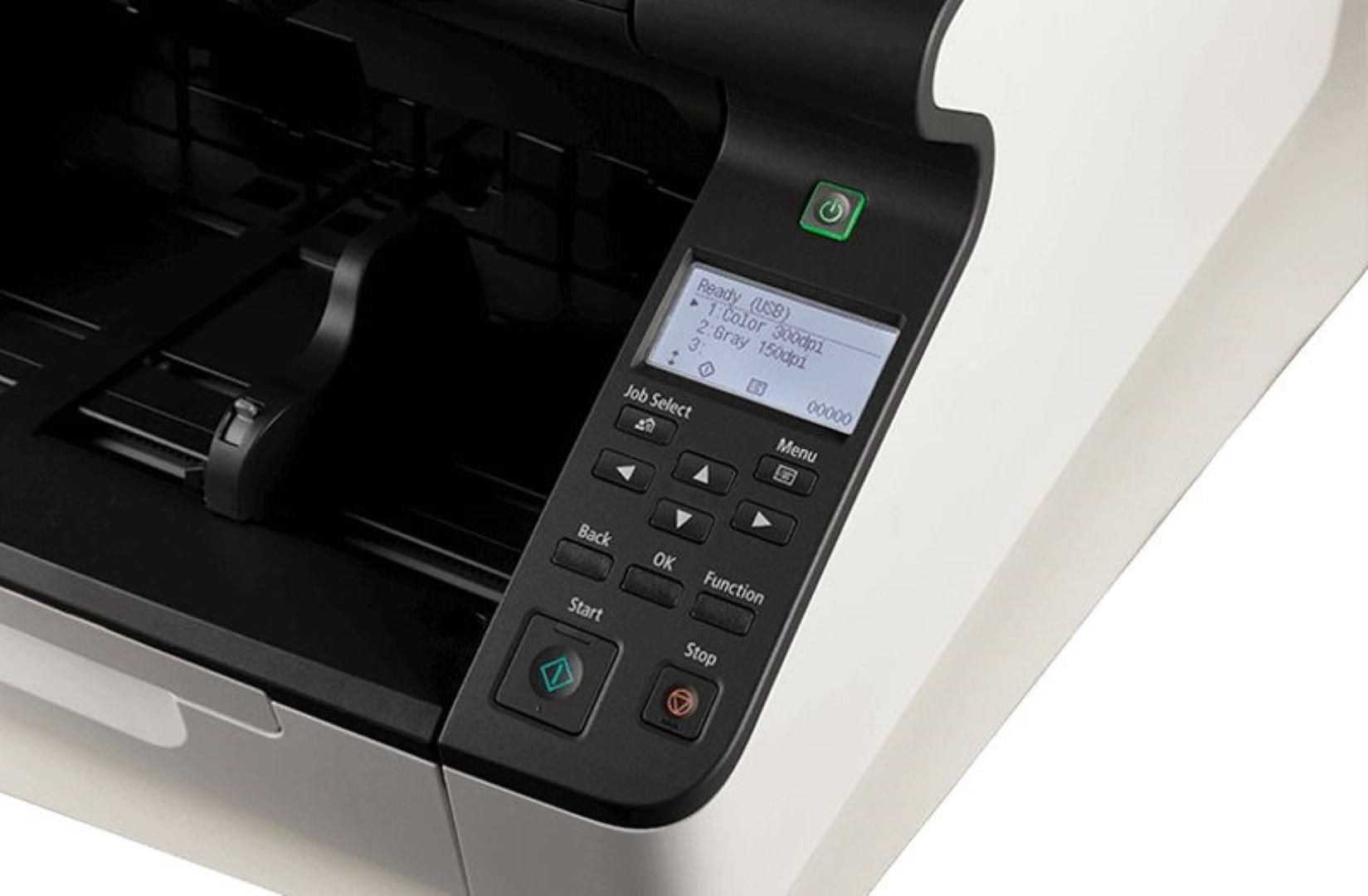 Scanner Canon DR-G2110, dimensiune A3, tip sheetfed, viteza scanare: 110ppm alb-negru si color, duplex, omitere pagini goale, rezolutie optica 600dpi, rezolutie hardware 600x600dpi, ADF 500 coli, senzor CIS, software: Driver ISIS, driver TWAIN (32/64 de biţi), driver WIA, driver Kofax VRS