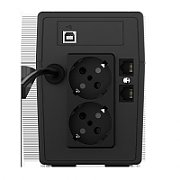 UPS nJoy UPCMTLS685TCAAZ01B, 480 W, 800 VA, cu management, line-interactive, 2x Schuko, 2 minute 32s (50% sarcina), Negru