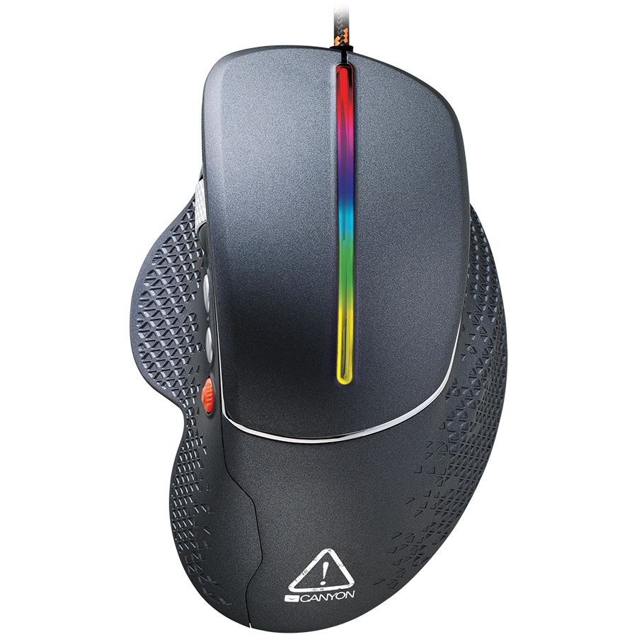 Wired High-end Gaming Mouse with 6 programmable buttons, sunplus optical sensor, 6 levels of DPI and up to 6400, 2 million times key life, 1.65m Braided USB cable,Matt UV coating surface and RGB lights with 7 LED flowing mode, size:123*81*53mm, 150g