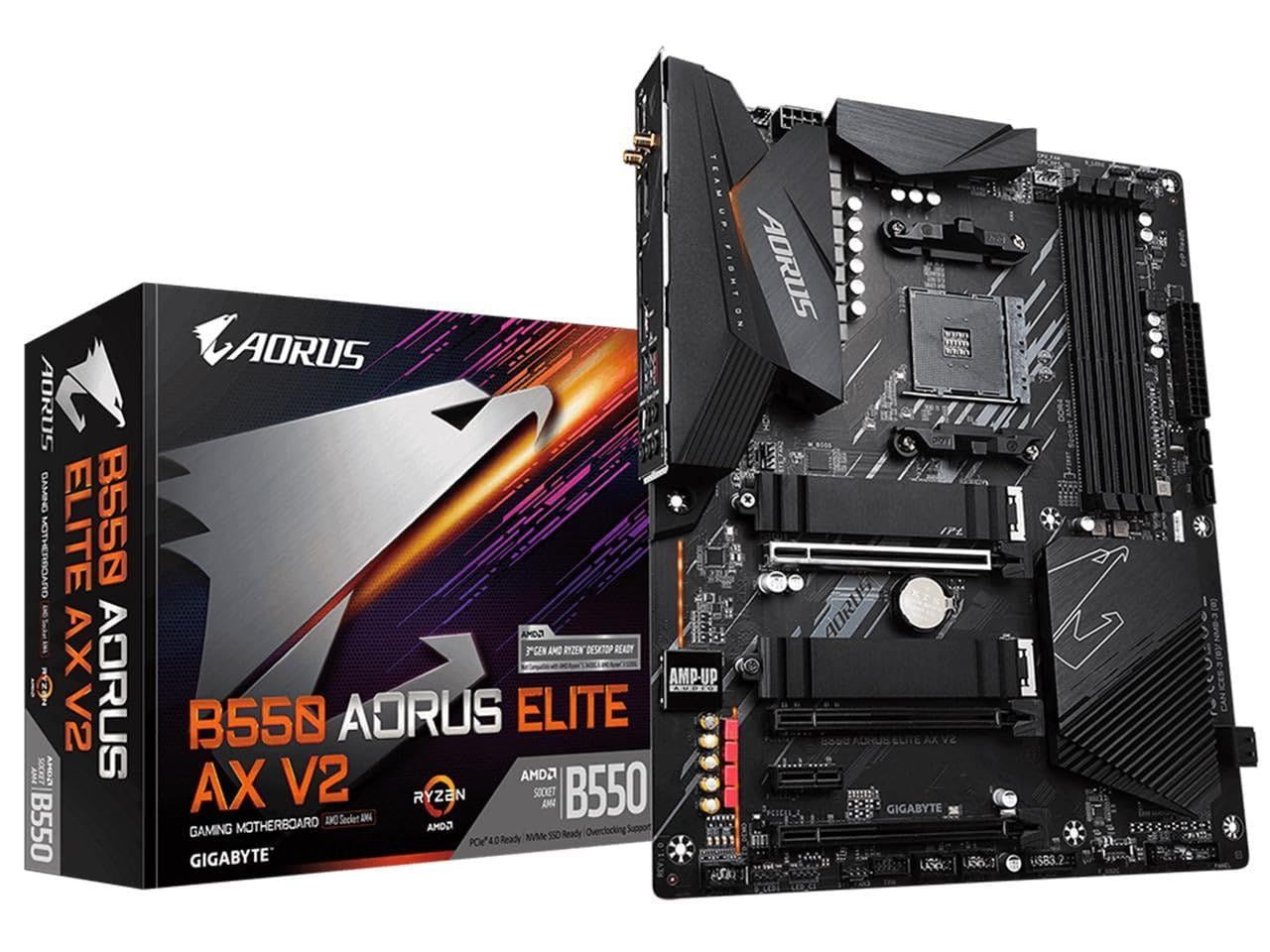 Placa de baza GIGABYTE B550 AORUS ELITE AX V2, socket AM4, 4x DDR4 UDIMM, 4x SATA, 2x NVMe, 13x USB-A, 1x USB-C, ATX