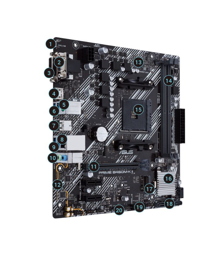 PRIME B450M-K II, AM4, DDR4, mATX, Negru 90MB1600-M0EAY0