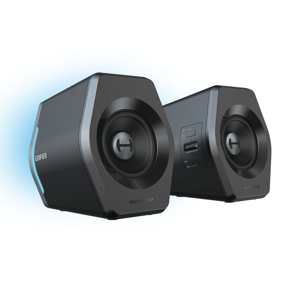 BOXE EDIFIER Gaming 2.0, RMS:  16W (2 x 8W), bass 2.75 , control volum, BT/USB/AUX, sound mode: Music/Game/Movie, 12 x LED RGB, frecv. raspuns 98Hz-20KHz, 220V power, black,  G2000-BK  (include TV 0.75 lei)