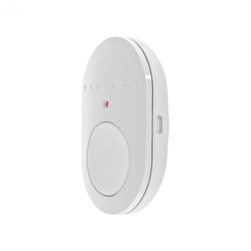 Buton de panică radio Paradox REM101 material rezistent la intemperii funcţia de panică permite trimiterea instantanee a semnalului către staţia de monitorizare funcţie test baterie indicator LED posibilitatea purtării pe snur sau brăţară baterie CR2032 cu autonomie 3 ani culori: alb sau