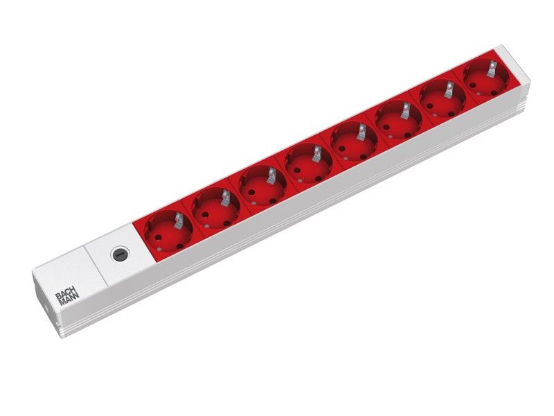 Bachmann | 333.410 | PDU | Basic | 1U 10A |  Nr iesiri 8 Schuko | Intrare C14 cablu 2 m | Siguranta 10A interschimbabila| Profil aluminiu | Gri
