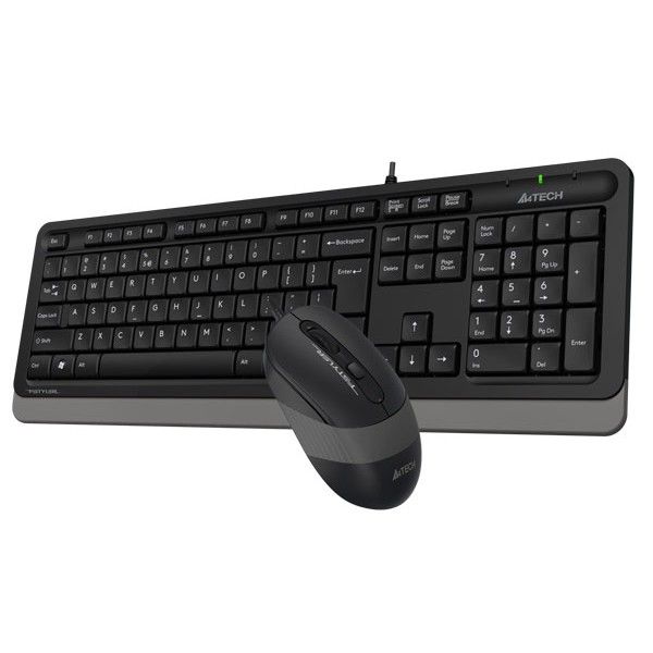 Kit TASTATURA si Mouse A4TECH,  Fstyler FM10+FK10 , wired, 104 taste format standard, mouse 1600dpi, 4/1 butoane, negru &amp gri,  F1010 Grey  (include TV 0.75 lei)