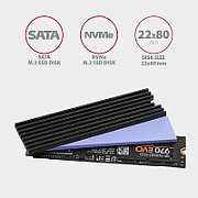 Cooler Pasiv CLR-M2L3, Pentru M.2 SSD, Suport SSD 80 mm, Aluminiu, paduri termice silicon incluse, inaltime 3mm