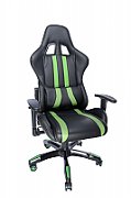 SCAUN GAMING SPACER imitatie piele, black &amp green, brate ajustabile, greutate max. 120kg, dimensiuni 69.5*77.5*126~132cm  SPCH-TRINITY-GRN /45505852