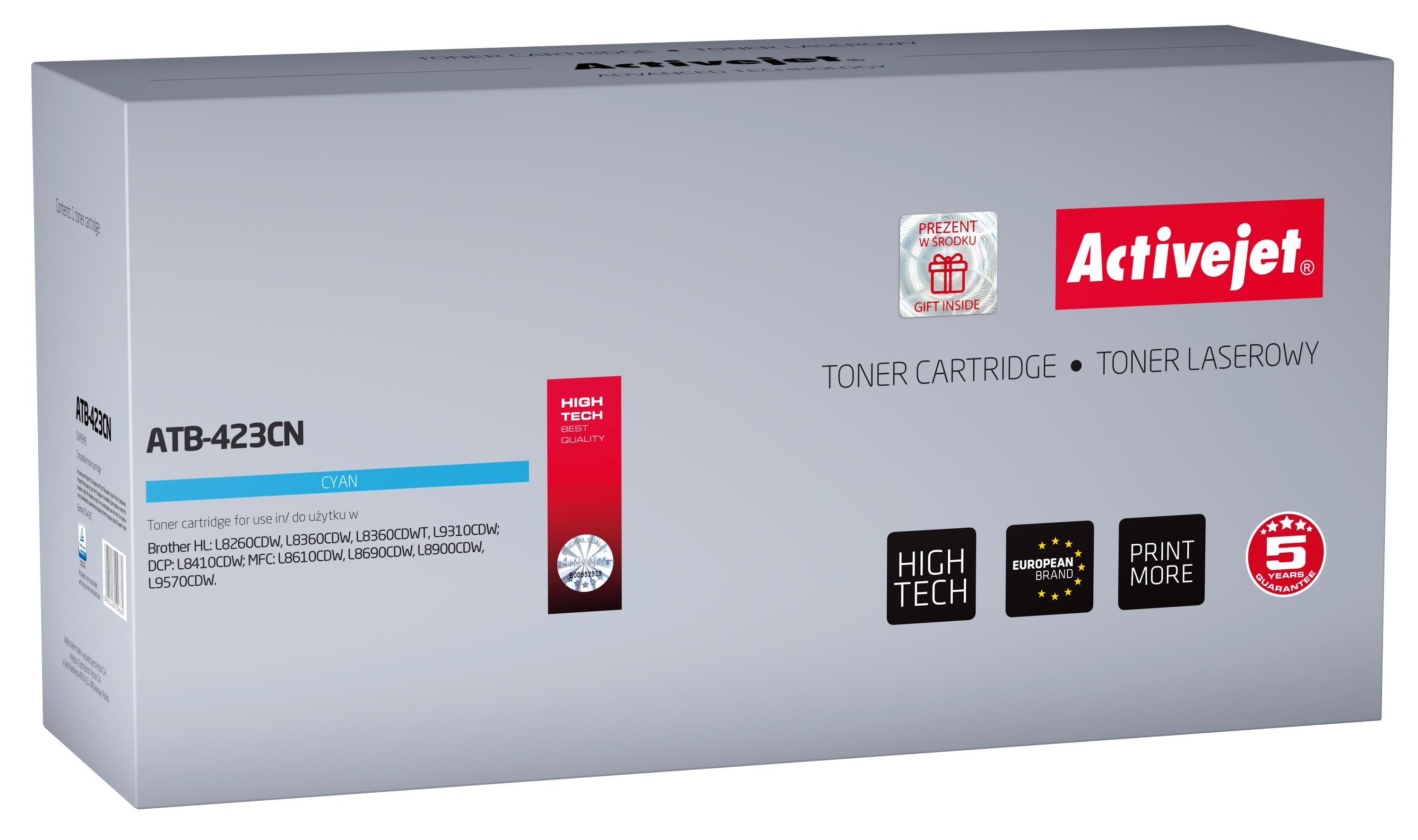Activejet ATB-423CN toner for Brother printer Brother TN-423C replacement Supreme 4000 pages cyan