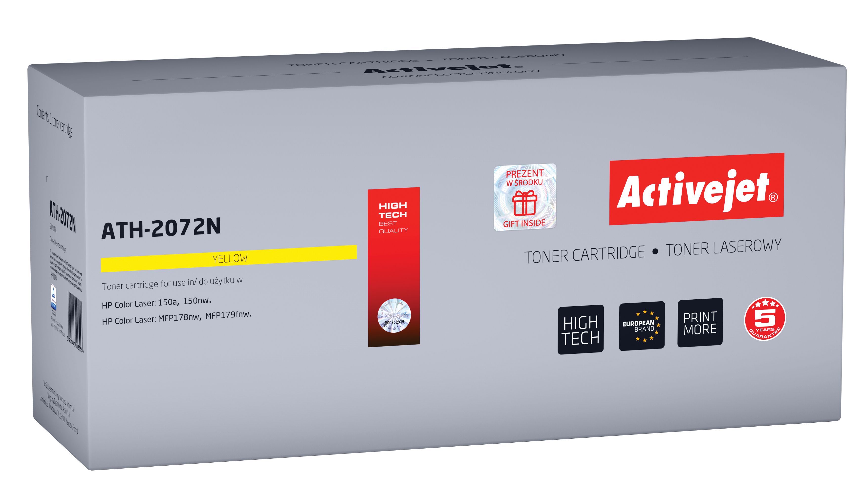 Activejet ATH-2072N toner for HP printer HP 117A 2072A replacement Supreme 700 pages yellow