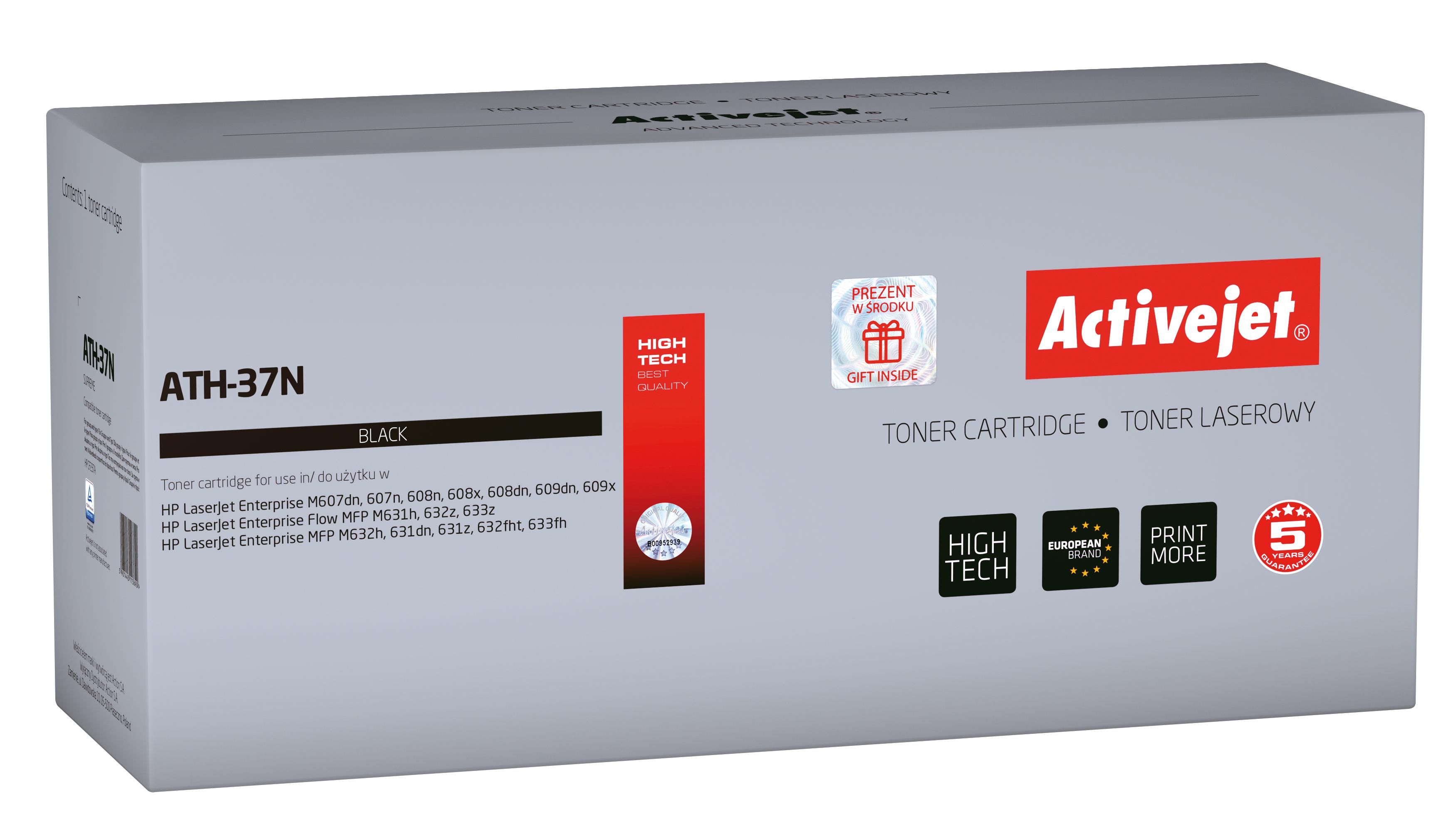 Activejet ATH-37N toner for HP printer HP 37A CF237A replacement Supreme 11000 pages black