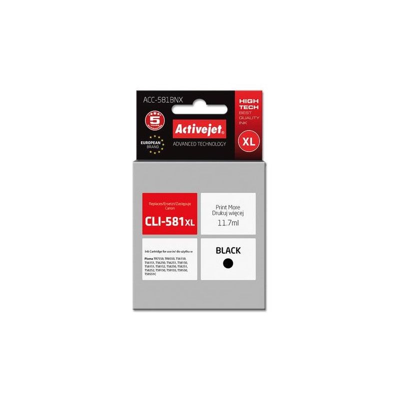 Cartus cerneala Activejet ACC-581BNX ,Negru ,11.70 ml (compatibil cu Canon ACC-581BNX)
