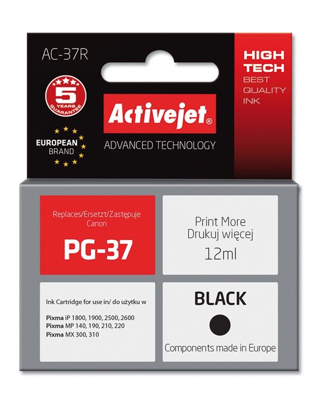 Cartus cerneala Activejet AC-37R ,Negru ,12 ml (compatibil cu Canon AC-37R)