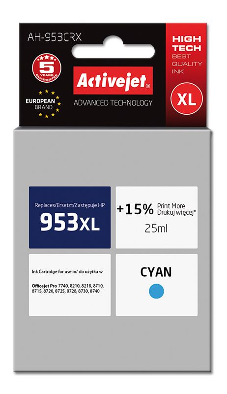 Cartus cerneala Activejet AH-953CRX ,Albastru ,25 ml (compatibil cu HP AH-953CRX)