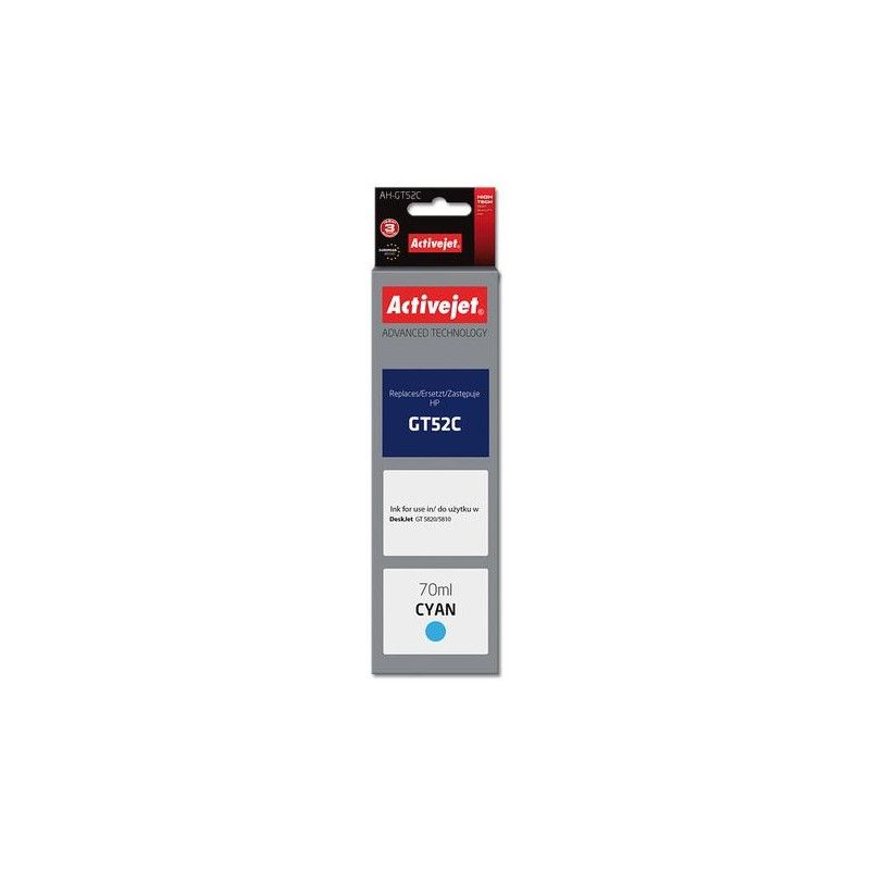 Cartus cerneala Activejet AH-GT52C ,Albastru ,70 ml (compatibil cu HP AH-GT52C)