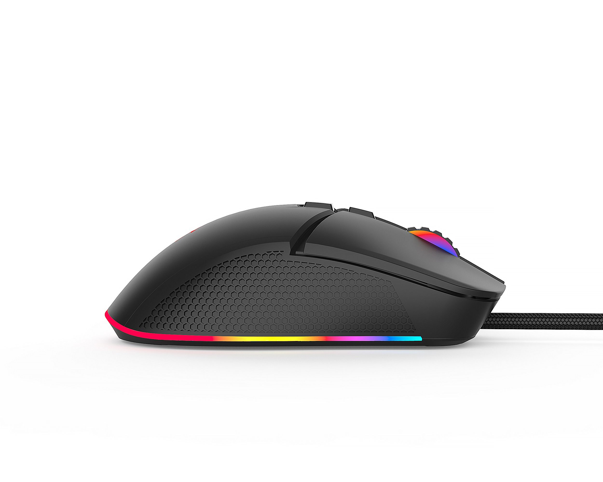 Mouse gaming Serioux Kayel, Senzor Sunplus 199, 800-6400 DPI, switch HUANO, pana la 20 milioane de click-uri, 7 Butoane, 6 moduri de iluminare RGB, cablu USB 1.5M, plug and play, compatibil cu Windows 2000/XP/9X/VISTA/7/8/10