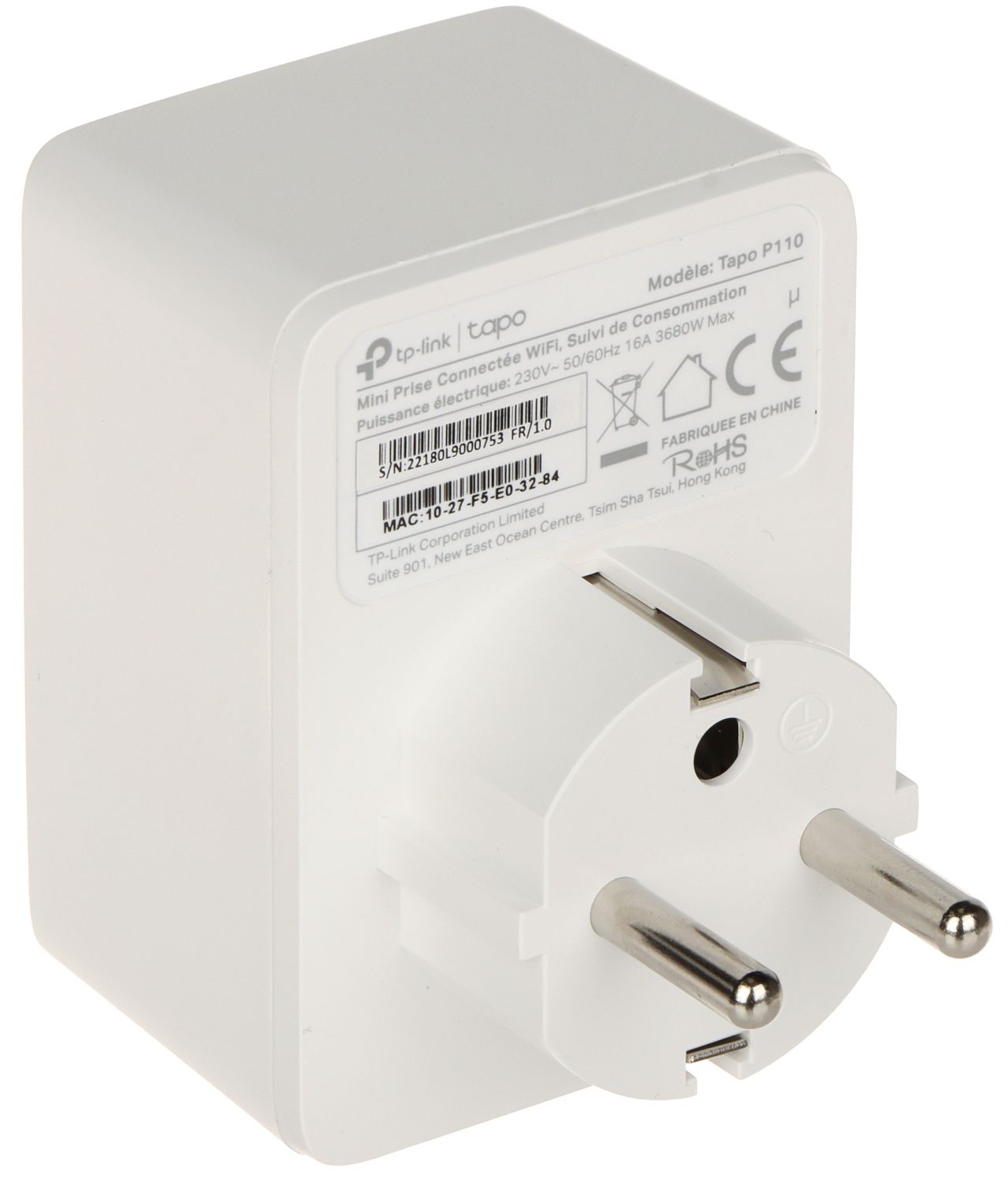 PRIZA inteligenta TP-LINK, Schuko x 1, cu monitorizarea energiei, conectare prin Schuko (T), 10 A, programare prin smartphone, Bluetooth, WiFi, alb  Tapo P110  (include TV 0.15 lei)