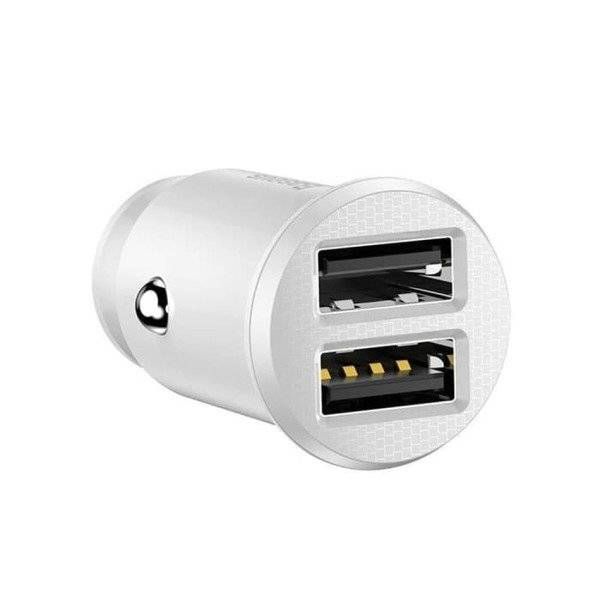INCARCATOR auto Baseus Grain, 2 x USB Output 5V/3.1A total ambele porturi, pt. bricheta auto, alb  CCALL-ML02  (include TV 0.8lei)