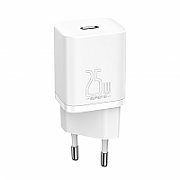 INCARCATOR retea Baseus Super Si, Quick Charge 25W, 1 x USB Type-C 5V/3A max, include cablu USB Type-C la USB Type-C 1m, alb  TZCCSUP-L02  (include TV 0.8lei)