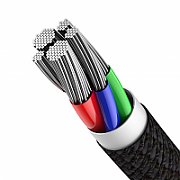 CABLU alimentare si date Baseus High Density Braided, Fast Charging Data Cable pt. smartphone, USB Type-C la Lightning Iphone PD 20W, brodat, 1m, negru  CATLGD-01  (include timbru verde 0.25 lei)