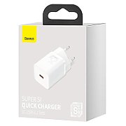 INCARCATOR retea Baseus Super Si, Quick Charge 25W, 1 x USB Type-C 5V/3A, alb  CCSP020102  (include timbru verde 0.75 lei)