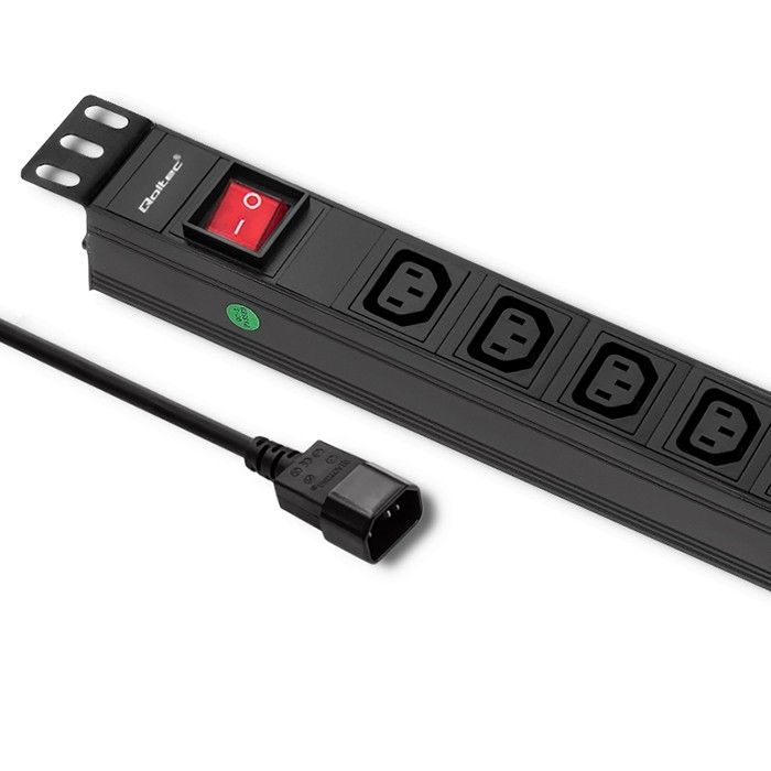 Qoltec 53998 Power strip for RACK 19  | 1U | 10A | PDU | 8xIEC C13 | 2m