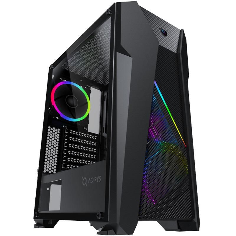 Carcasa Aqirys Canopus Midi Tower Black  TECHNICAL DATA Case type: Midi Tower Materials: Tempered Glass (left side panel), 0.6 mm SPCC steel, ABS M/B support: Mini-ITX, Micro-ATX, ATX PSU support: ATX, 175 mm maximum length (bottom installation) VGA support: 330 mm maximum length CPU cooler support
