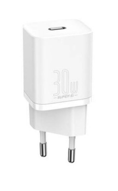 INCARCATOR retea Baseus Super Si, Quick Charge 30W, 1 x USB Type-C 5V/3A si 1 x USB 5V/3A, alb  CCSUP-J02  (include timbru verde 0.75 lei) - 6953156205079