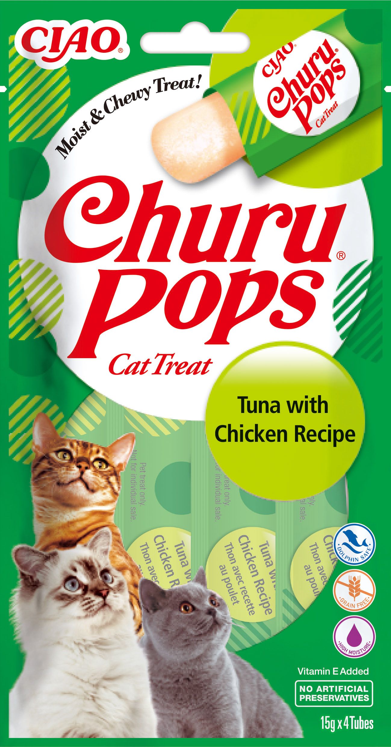 INABA Churu Pops Tuna with chicken - cat treats - 4x15 g