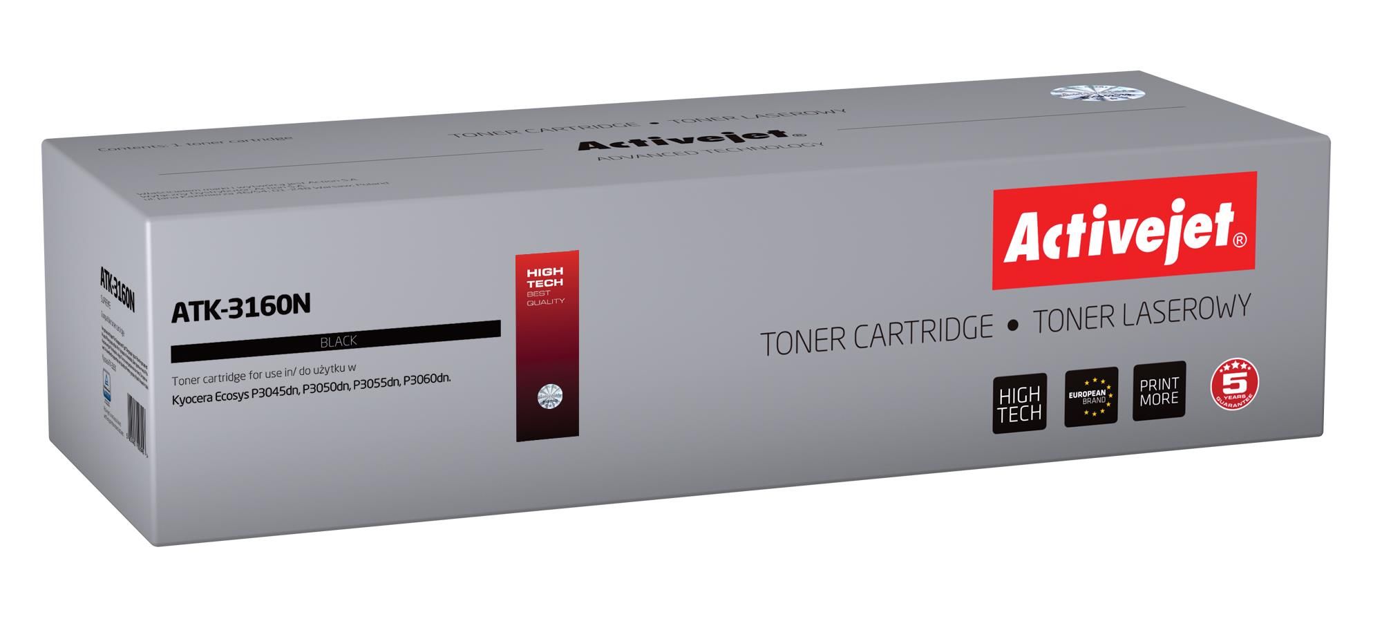 Activejet ATK-3160N toner for Kyocera printer Kyocera TK-3160 replacement Supreme 12500 pages black
