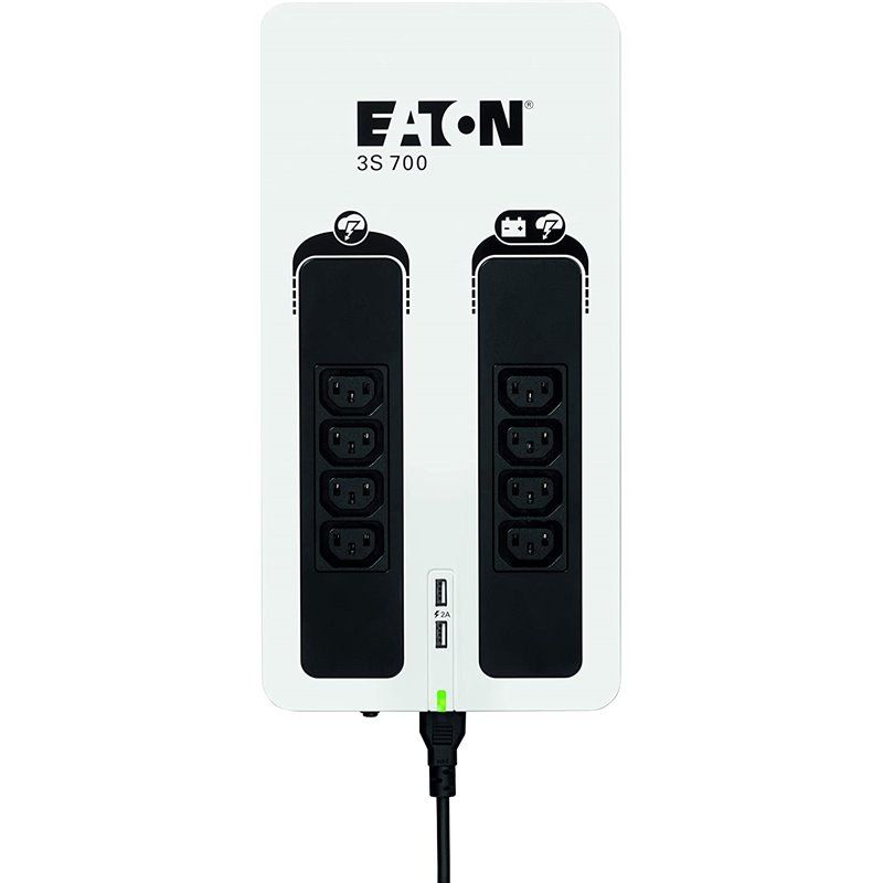 UPS Eaton 3S700I, 700 VA, 420 W, off-line, 8x C13, 1x USB, Sealed Lead Acid, Brick, Negru/alb
