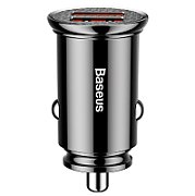 INCARCATOR AUTO Baseus Circular Plastic, Quick Charge 30W, 2 x USB Output 4.5V/5A, pt. bricheta auto, negru  CCALL-YD01  (include TV 0.18 lei) - 6953156286511
