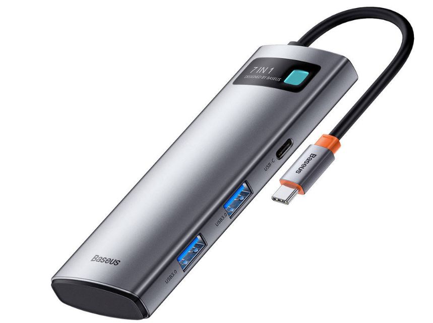 DOCKING Station Baseus Metal Gleam, conectare PC USB Type-C, USB 3.0 x 2, USB Type-C x 1, Card reader SD x 1, MicroSD x 1, USB Type C x 1 PD 100W 5V / 9V / 14.5V / 20V 5A (Max.), HDMI x 1/4K/30Hz, gri  WKWG020113  (include TV 0.75lei) - 6932172602635