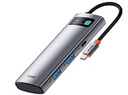 DOCKING Station Baseus Metal Gleam, conectare PC USB Type-C, USB 3.0 x 2, USB Type-C x 1, Card reader SD x 1, MicroSD x 1, USB Type C x 1 PD 100W 5V / 9V / 14.5V / 20V 5A (Max.), HDMI x 1/4K/30Hz, gri  WKWG020113  (include TV 0.75lei) - 6932172602635