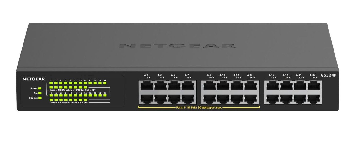 Switch NetGear GS324P-100EUS, 24 porturi 10 / 100 / 1000 MBs