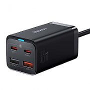 INCARCATOR retea Baseus GaN3 Pro, Quick Charge 65W, 2 x USB, 2 x USB Type-C, include cablu USB Type-C la USB Type-C 100W 1m, negru  CCGP040101  (include timbru verde 0.75 lei) - 6932172600334