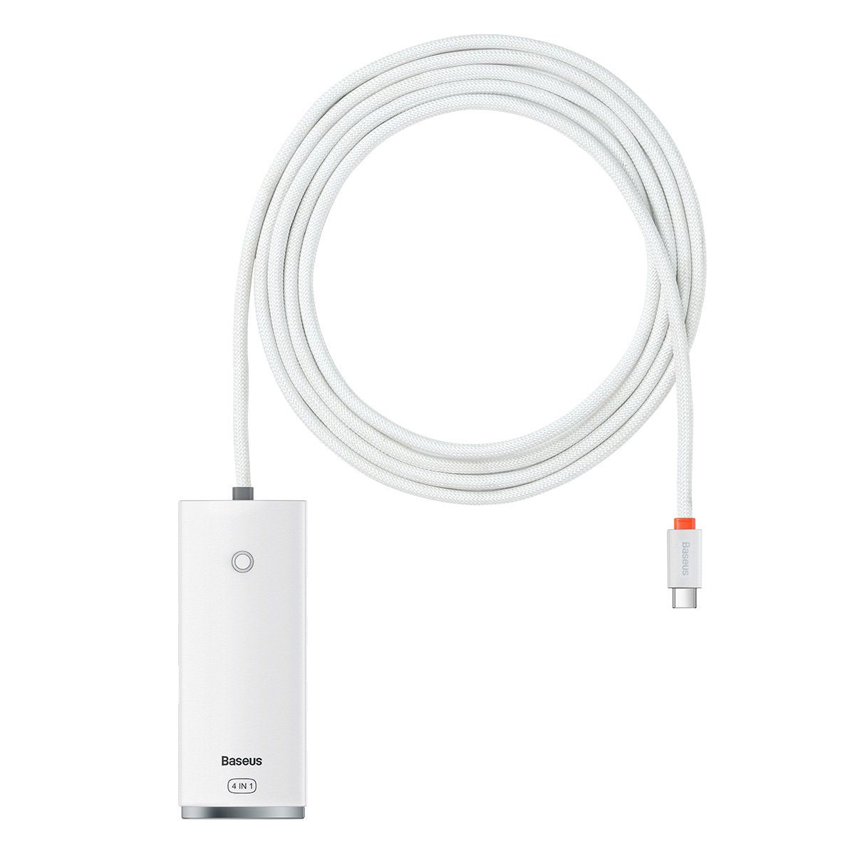 HUB extern Baseus Lite, porturi USB: USB 3.0 x 4, conectare prin USB Type-C, lungime 2m, alb,  WKQX030502  (include TV 0.8lei) - 6932172606299