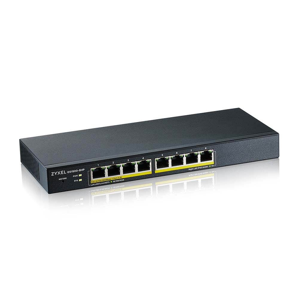 Switch Zyxel GS1900-8HP-EU0103F, 8 porturi 10 / 100 / 1000 MBs