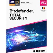 Licenta retail Bitdefender Total Security - protectie anti- malwarecompleta pentru Windows, macOS, iOS si Android, valabilapentru 2 ani, 10 dispozitive, new