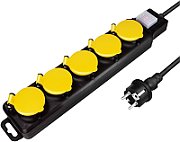 PRELUNGITOR LOGILINK, Schuko x 5, conectare prin Schuko (T), cablu 1.5 m, 16 A, protectie stropire cu apa, negru/ galben,  LPS255  (include TV 0.8lei)
