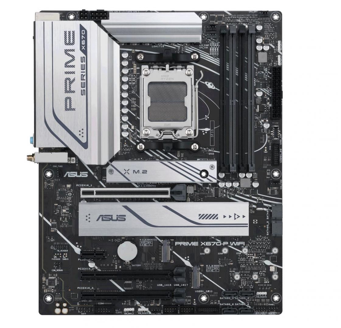 Placa de baza ASUS PRIME X670-P WIFI, socket AM5, 4x DDR5 UDIMM, 3x NVMe, 17x USB-A, 2x USB-C, ATX