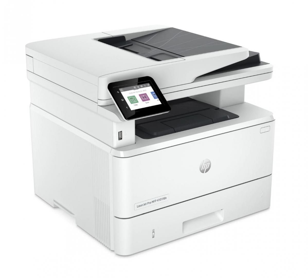 Multifunctional laser mono HP Laserjet 4102FDN , dimensiune A4 (Printare, Copiere, Scanare, Fax), Duplex, viteza 40ppm, rezolutie max 1200 x 1200dpi, procesor 1200Mhz, memorie 512MB RAM, alimentare hartie 350 coli, + 50 coli DADF, limbaj de printare  HP PCL 6, HP PCL 5e, HP postscript level 3
