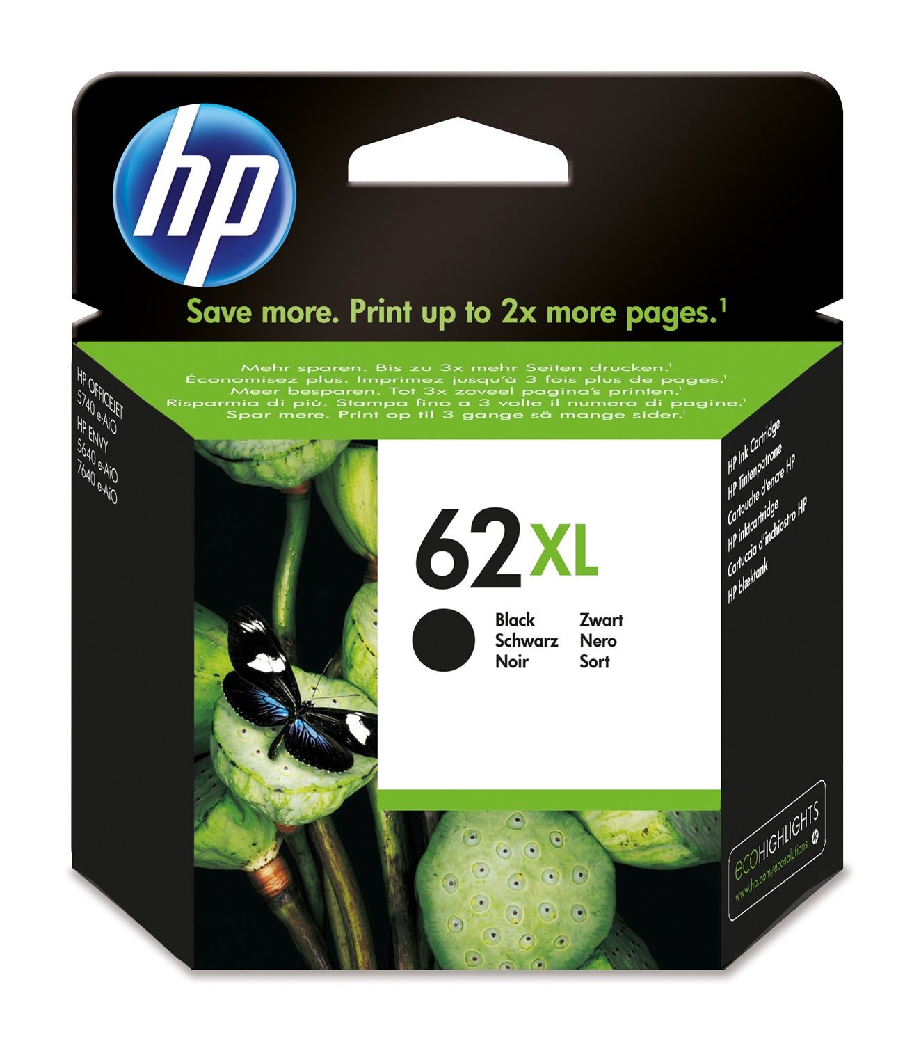 Cartus cerneala HP C2P05AE ,Negru ,600 pagini ,Original (62XL)