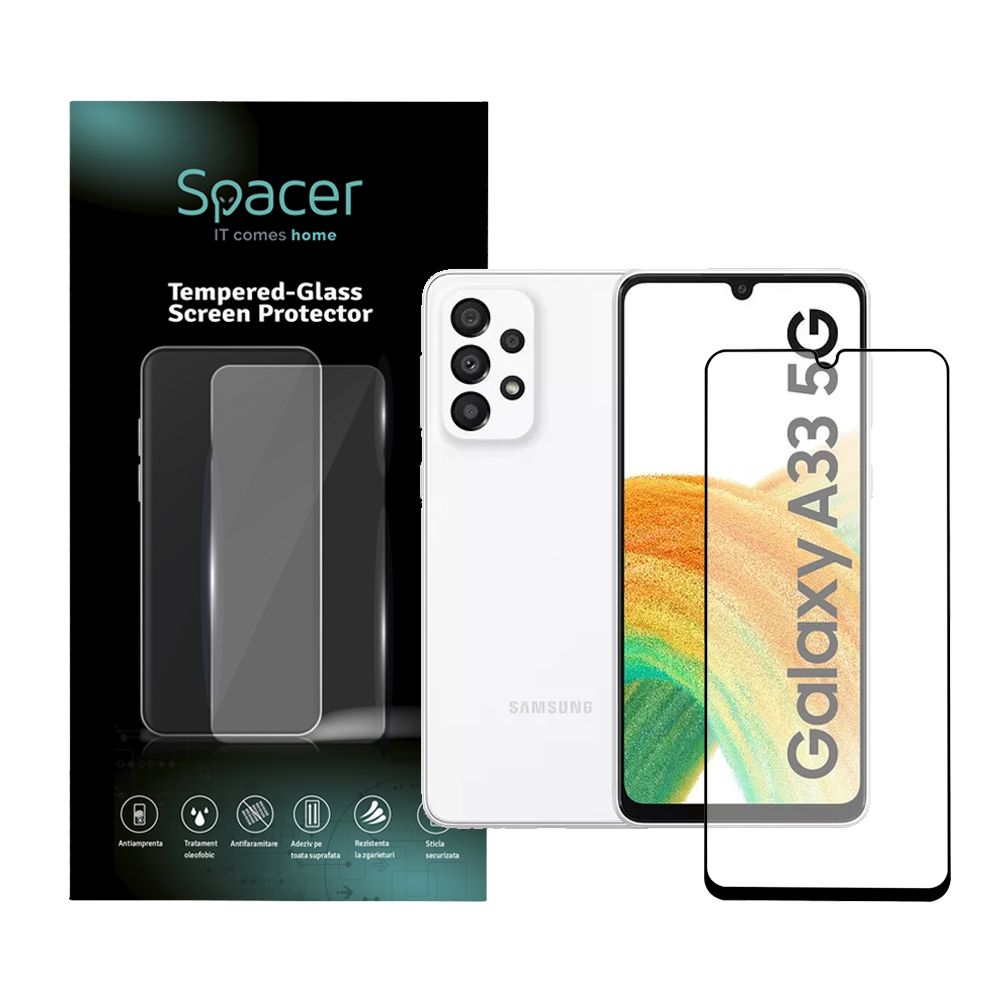 FOLIE STICLA  Spacer pentru Samsung Galaxy A21S contine 10 bucati, grosime 0.3mm, acoperire totala ecran, strat special anti-ulei si anti-amprenta, Tempered Glass, sticla 9D, duritate 9H  SPPG-SM-GX-A21S-TG-10