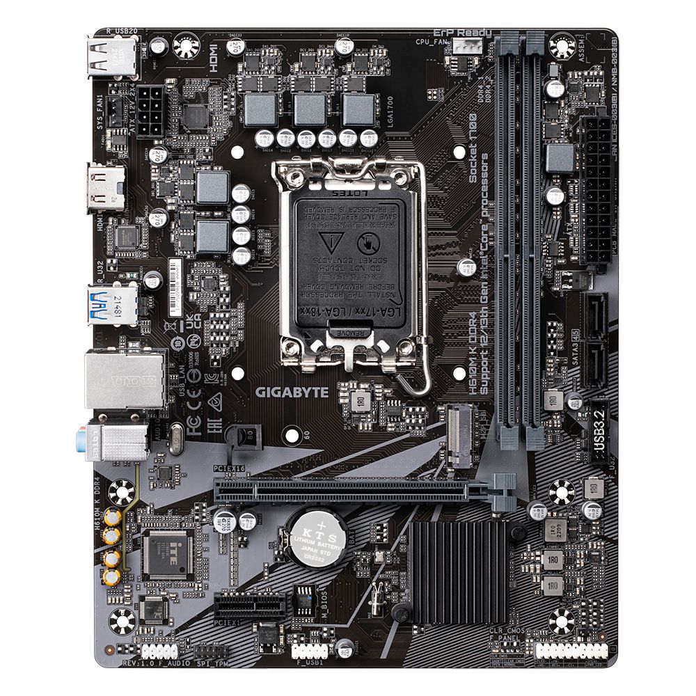Placa de baza GIGABYTE H610M K DDR4, socket 1700, 2x DDR4 UDIMM, 2x SATA, 1x NVMe, 10x USB-A, mATX