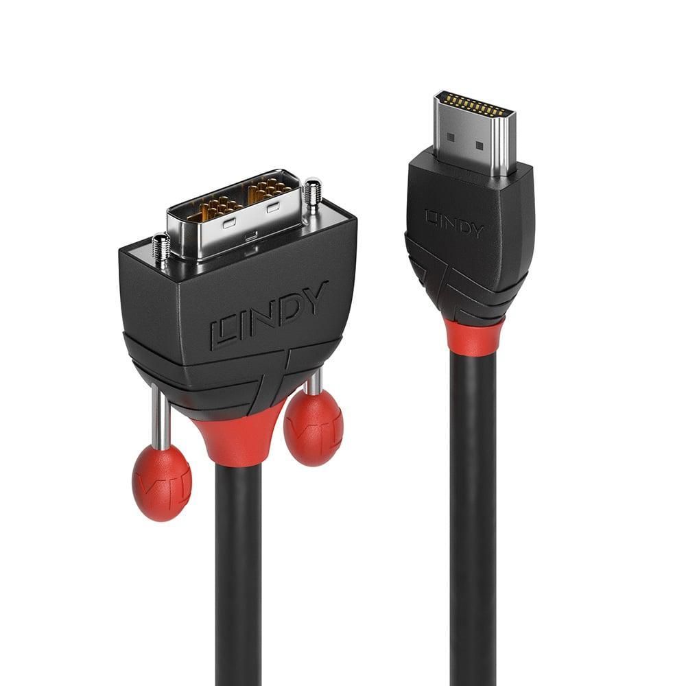 Cablu video Lindy  HDMI (T) - DVI-D (T), 1 m, negru