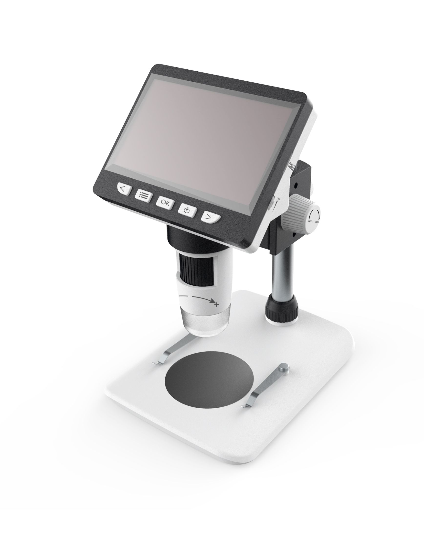&quotDigital microscope with 4.3&quot color TFT screen
- 2.0 Mega Pixel CMOS sensor
- Image resolution: 1920x1080P, 1280x960P, 640x480P
- Focus distance: 0-40mm
- Button for image storage/digital zoom (2x)
- Magnification: 50-1000x
- Lighting: 8 white LEDs
- Image storage on micro TF card up to 32GB
- USB2.0 interface
- Data format: JPG/AVI

The package contains:
LCD Digital Microscope
Micro USB cable
cloth
Compatible operating systems:
Windows XP, Windows 7/8/10
Mac 10.5 or higher

Important:
- Requires Li-Ion 18650 battery for use (not included in the package)!
- Power supply with micro USB plug (not included in the package)!
Packaging: box 1 set&quot
